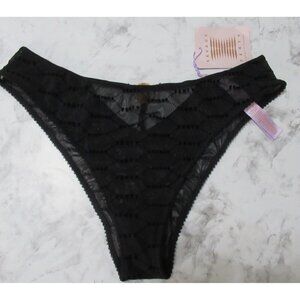 New Fenty X Savage Panties M Medium Black Lace Sheer Cut Out Cheeky Panty